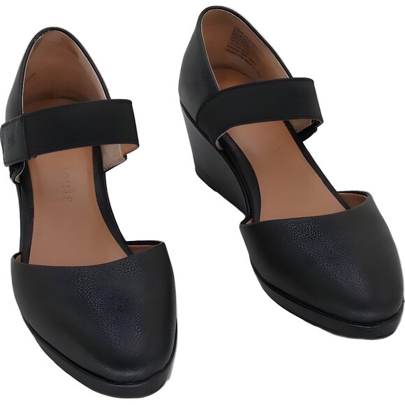 Gentle Souls Oriana Wedge Pumps Black Leather/Suede 6M US EU 36